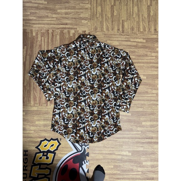 Vtg Contour Knit National Shirt Shops Brown and Black Paisley Shirt Women's L - Picture 12 of 16